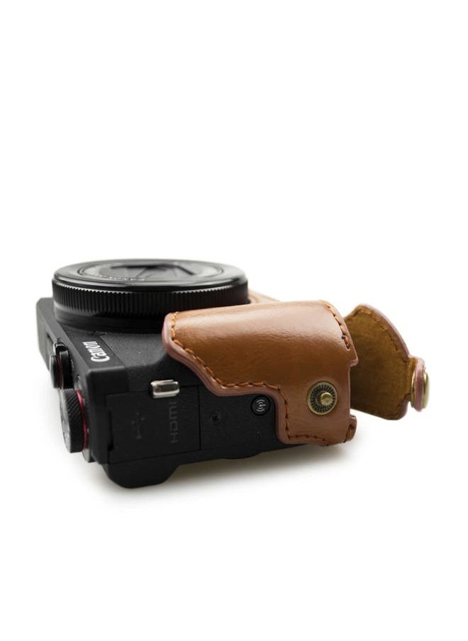 Rieibi G7X II G7X III Case - Vintage Leather Camera Case for Canon PowerShot G7 X Mark II/G7 X Mark III - Protective Case with Strap, Brown  - Image 4