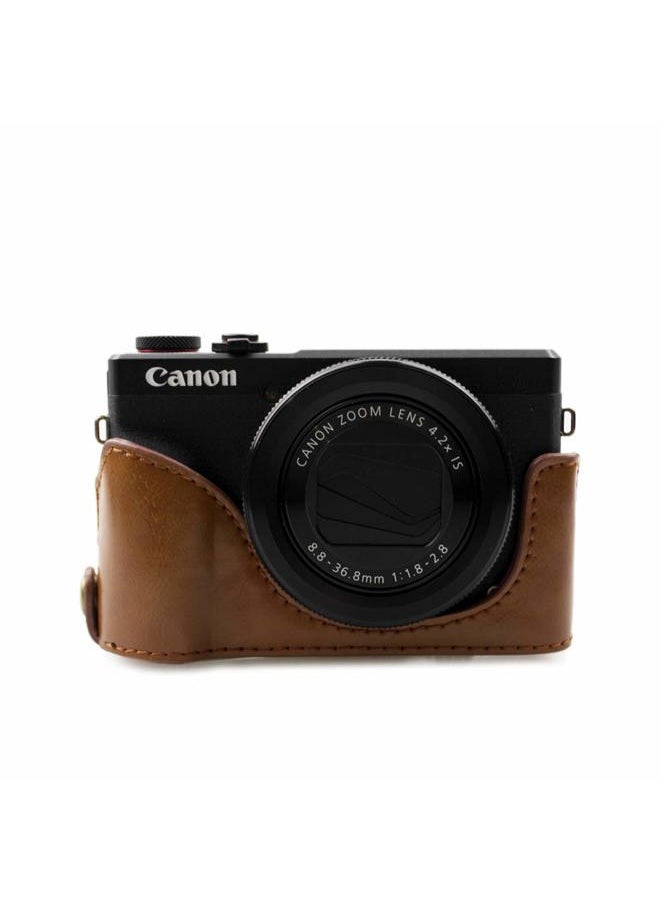 Rieibi G7X II G7X III Case - Vintage Leather Camera Case for Canon PowerShot G7 X Mark II/G7 X Mark III - Protective Case with Strap, Brown  - Image 3