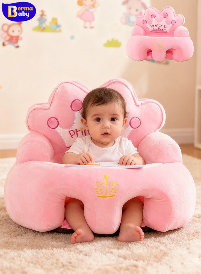 Berma Baby كرسي جلوس للأطفال، أريكة لعبة للأطفال، مقعد دعم للأطفال، مقعد تعليمي مريح للأطفال، كرسي تعليمي للجلوس والتغذية، أريكة أرضية ناعمة ومحببة للعب الطفل، مناسبة للأولاد والبنات (لون وردي) - Image 1