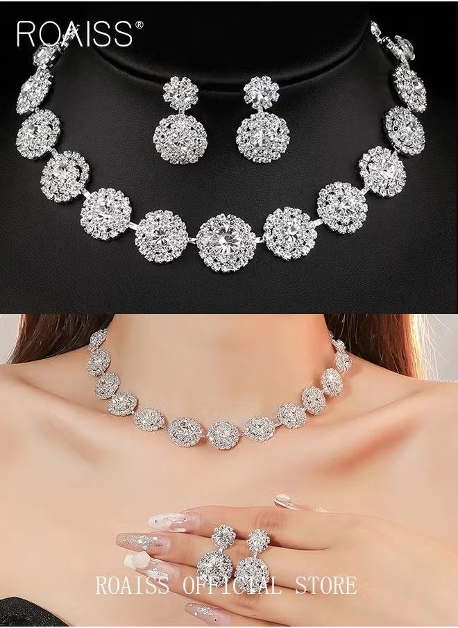 2 Piece Jewelry Set of Necklace and Earrings Shiny Round Diamond Chic Rhinestone Decor Jewellery Set for Women Ladies Gift for Girlfriend Wife Mother Bridesmaids Wedding Party Accessories - pzsku/Z93DBE2B7C6D833D3FAF0Z/45/_/1724049071/d0c4f73e-1db3-4069-a625-816fc69894bf