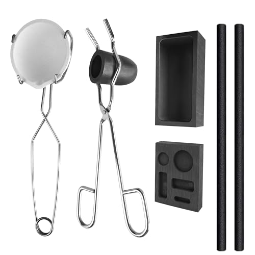 Molten Masters MMasters Melting Casting kit with Graphite Crucible, Graphite Ingot Mold, 2 Stir Sticks, 5-in-1 Ingot Mold for Melting Gold, Silver, Aluminum, Brass - Image 1