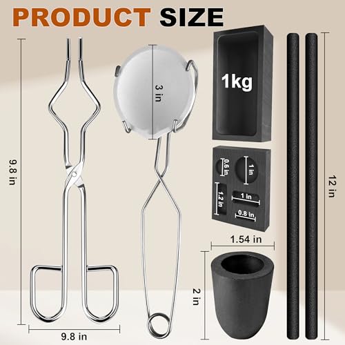 Molten Masters MMasters Melting Casting kit with Graphite Crucible, Graphite Ingot Mold, 2 Stir Sticks, 5-in-1 Ingot Mold for Melting Gold, Silver, Aluminum, Brass - Image 2