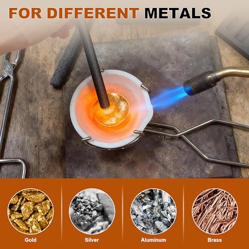 Molten Masters MMasters Melting Casting kit with Graphite Crucible, Graphite Ingot Mold, 2 Stir Sticks, 5-in-1 Ingot Mold for Melting Gold, Silver, Aluminum, Brass - Image 3