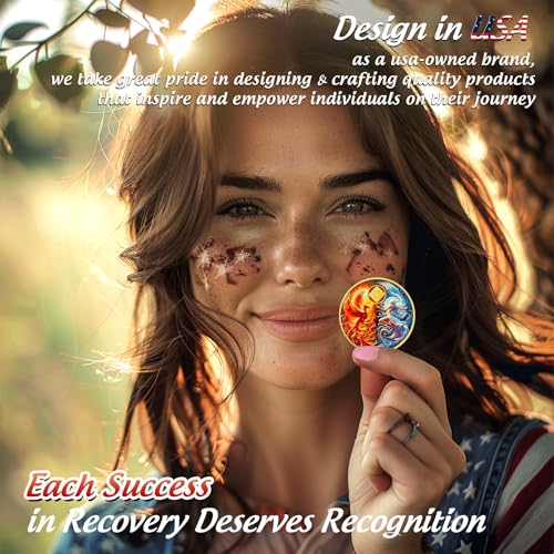 IELCJJ Phoenix Fairy 10 Year Na Medallions - Sun and Moon Sobriety Coin - Ten Year Recovery Addiction Token - Celebrate Clean and Sober Chip - 0-10 Prime Narcotics Anonymous Gifts for Men Women - Image 4