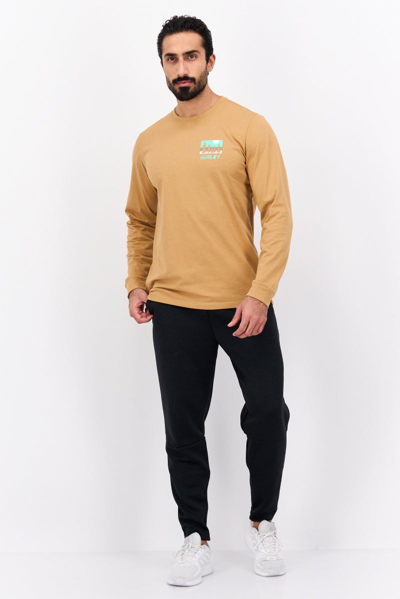 Hurley Men Sportswear Fit Graphic Print Training T-Shirts, Tan Combo  - Image 4