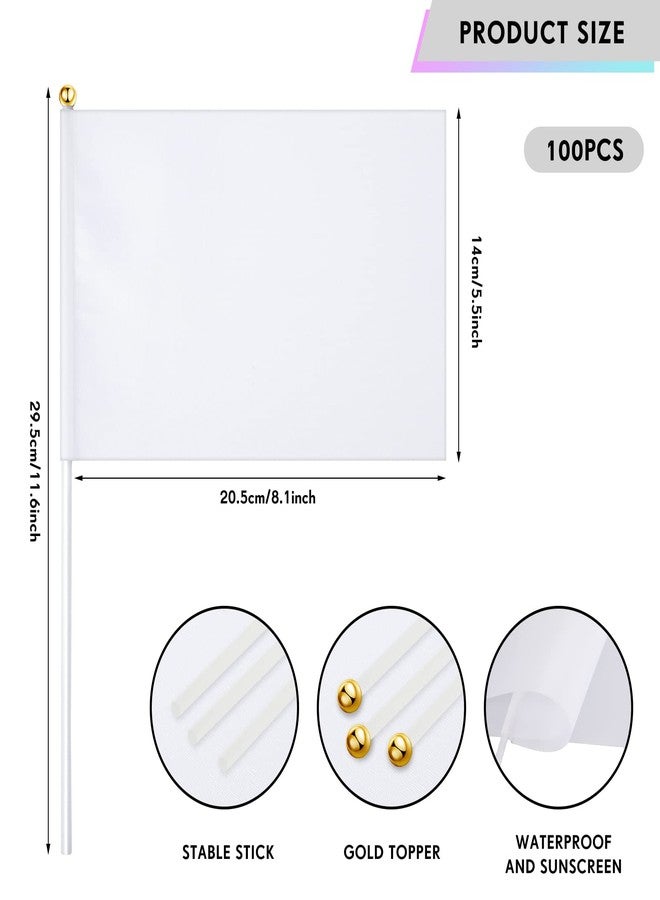 Remerry 100 Pieces Sublimation Flags Blank Small White Flags Mini DIY Flags on Stick Small Blank Flag Party Decorations for Parades Kids Birthday Party Wedding Events Celebration - Image 2