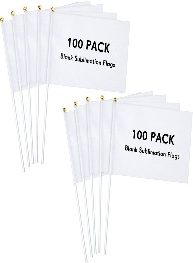 Remerry 100 Pieces Sublimation Flags Blank Small White Flags Mini DIY Flags on Stick Small Blank Flag Party Decorations for Parades Kids Birthday Party Wedding Events Celebration - Image 1