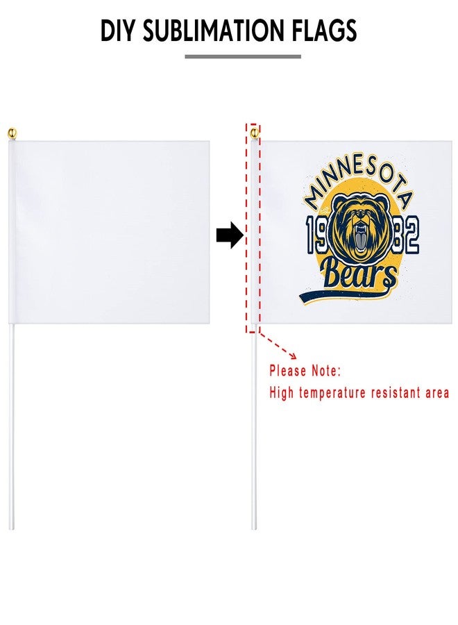 Remerry 100 Pieces Sublimation Flags Blank Small White Flags Mini DIY Flags on Stick Small Blank Flag Party Decorations for Parades Kids Birthday Party Wedding Events Celebration - Image 4