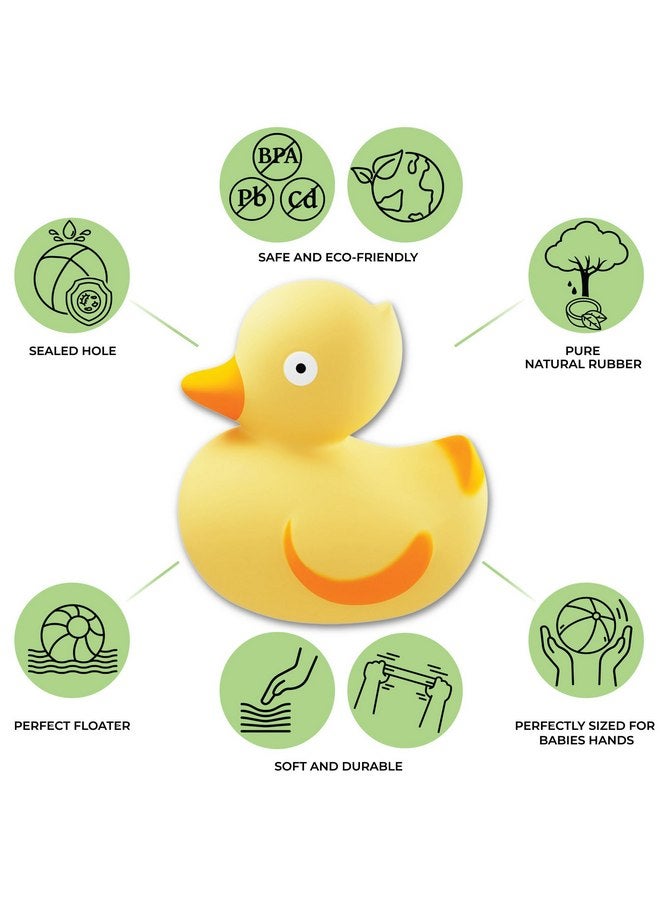 CaaOcho Pure Natural Rubber Bath Toy - Rubber Ducky Lily The Duck Baby Toy - Hole Free Bath Toys, BPA Free Bath Toys for Infants, Without Holes Sealed Natural Rubber Baby Toy - Image 2