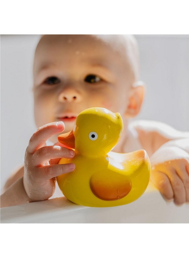 CaaOcho Pure Natural Rubber Bath Toy - Rubber Ducky Lily The Duck Baby Toy - Hole Free Bath Toys, BPA Free Bath Toys for Infants, Without Holes Sealed Natural Rubber Baby Toy - Image 4