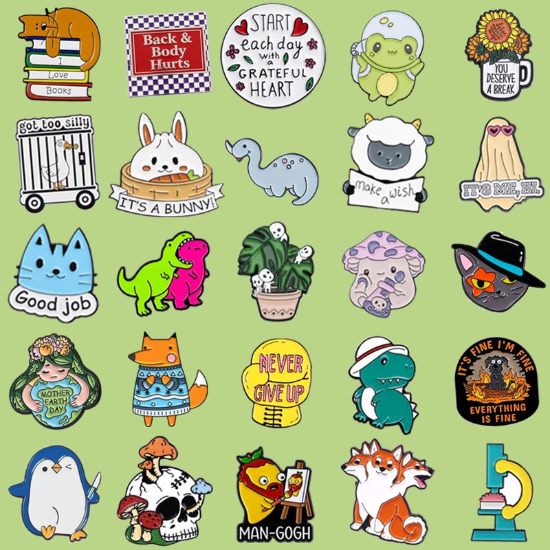 SINCCO 20/40/50 PCS Cute Enamel Pins Bulk, Funny Backpack Pins Aesthetic Lapel Badge Pins Set Assorted Enamel Brooch Pins for Backpacks, Hats, Bags, Landyards - Image 4