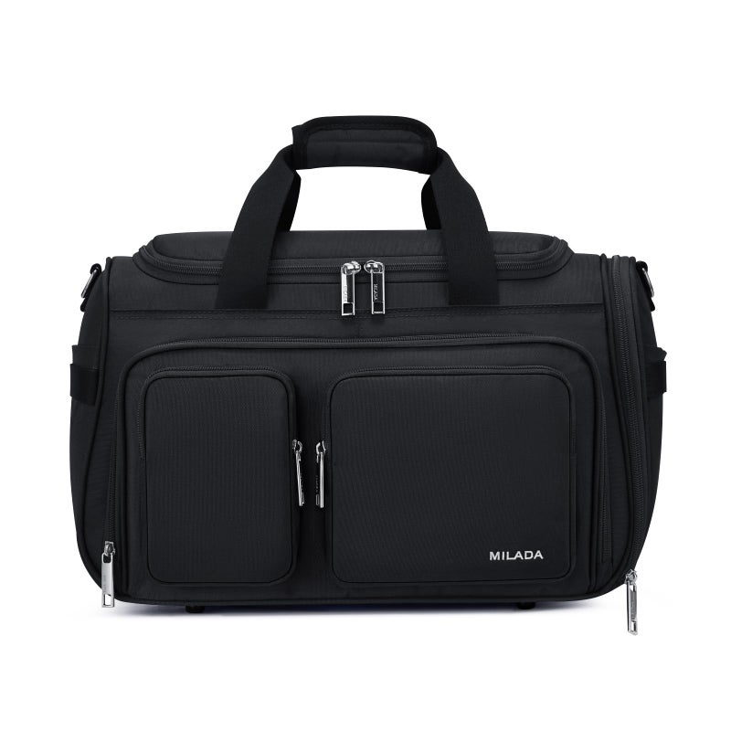 MILADA Underseat Carry On Luggage Bags for Travel Lightweight Foldable Carry On Bags for Airplanes Small Duffle Bag for Men Women TSA Approved Underseat Bag Travel Tote Bags, Black - Image 1