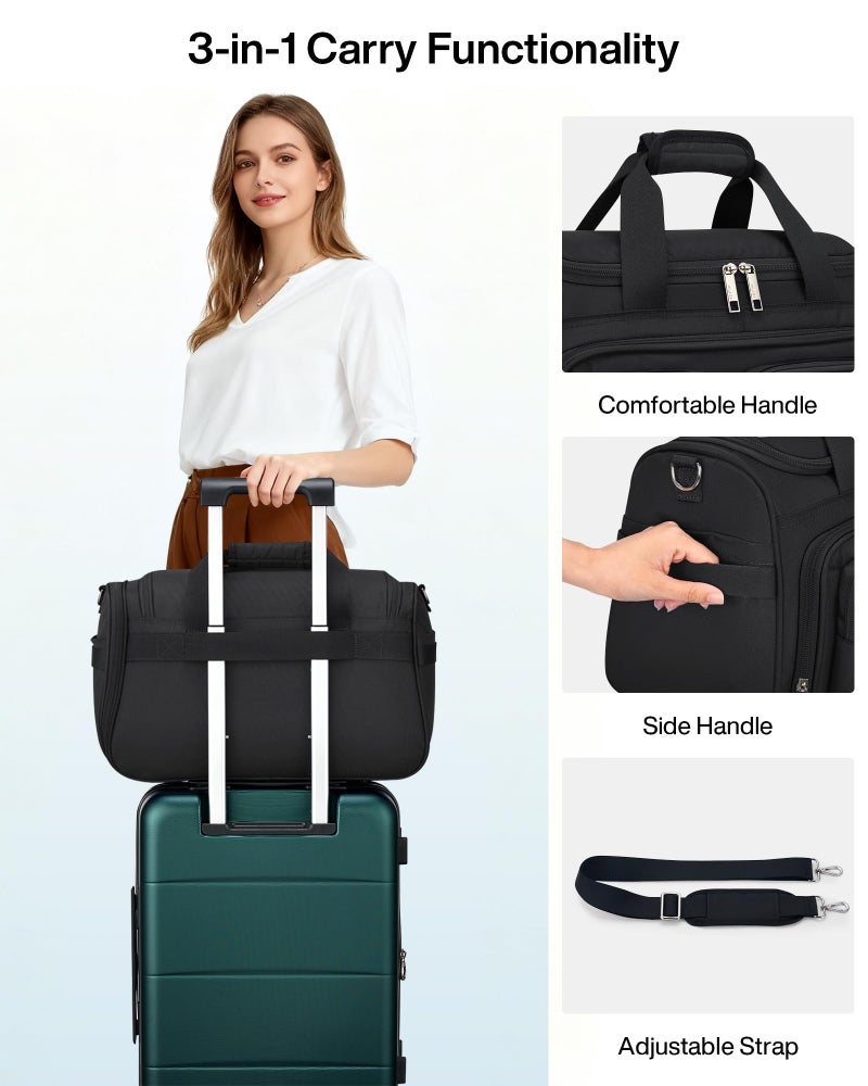 MILADA Underseat Carry On Luggage Bags for Travel Lightweight Foldable Carry On Bags for Airplanes Small Duffle Bag for Men Women TSA Approved Underseat Bag Travel Tote Bags, Black - Image 4