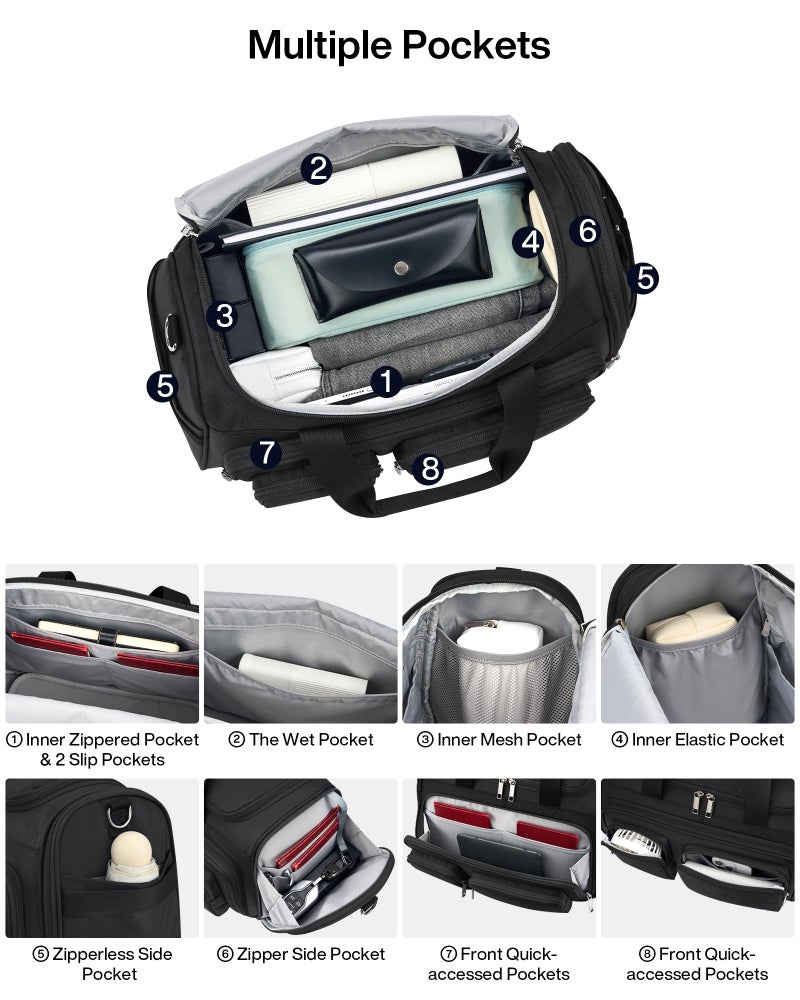 MILADA Underseat Carry On Luggage Bags for Travel Lightweight Foldable Carry On Bags for Airplanes Small Duffle Bag for Men Women TSA Approved Underseat Bag Travel Tote Bags, Black - Image 3