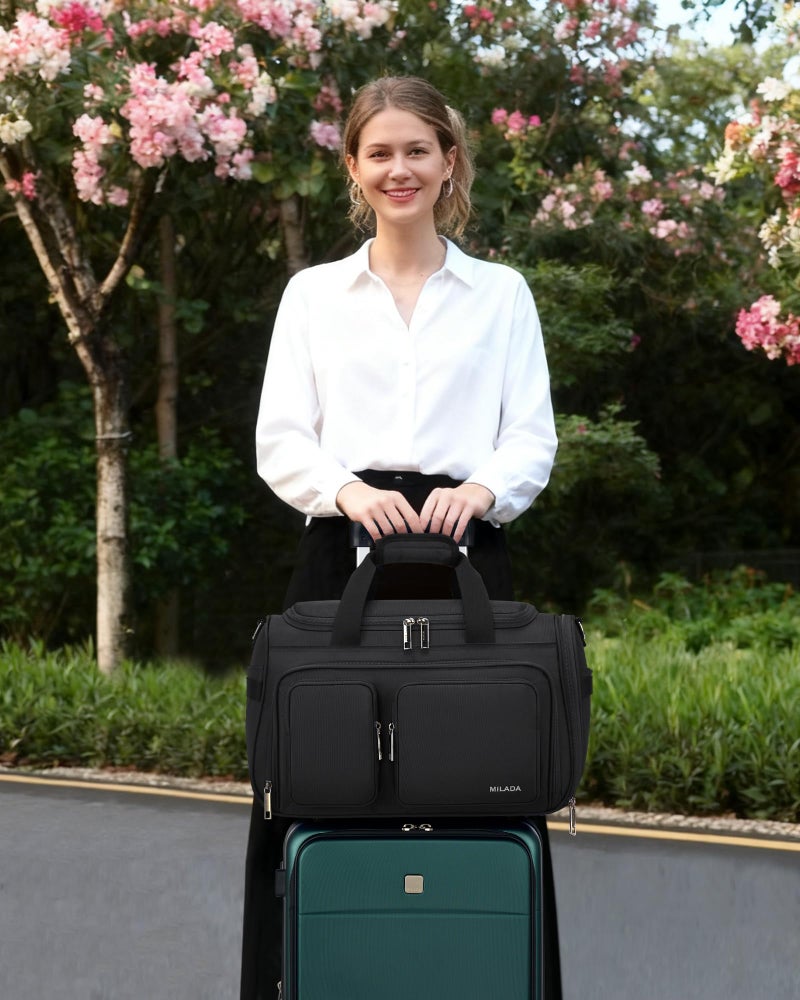 MILADA Underseat Carry On Luggage Bags for Travel Lightweight Foldable Carry On Bags for Airplanes Small Duffle Bag for Men Women TSA Approved Underseat Bag Travel Tote Bags, Black - Image 5