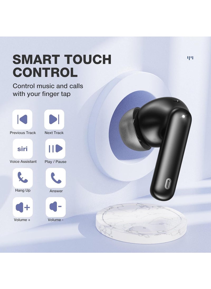 lekikpo Wireless Earbuds, 50Hrs Playtime Bluetooth Earbuds Built in Noise Cancellation Mic with Charging Case, Bluetooth Headphones with Stereo Sound, IPX7 Waterproof Ear Buds for iPhone-Black  - Image 5