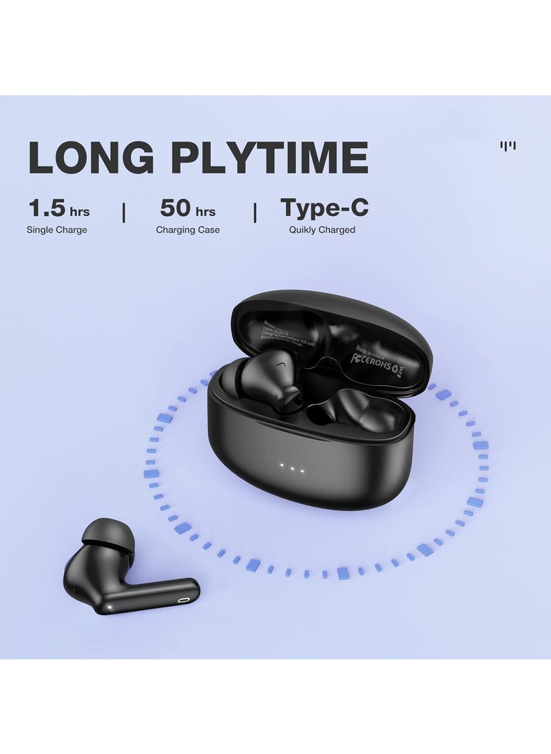 lekikpo Wireless Earbuds, 50Hrs Playtime Bluetooth Earbuds Built in Noise Cancellation Mic with Charging Case, Bluetooth Headphones with Stereo Sound, IPX7 Waterproof Ear Buds for iPhone-Black  - Image 3