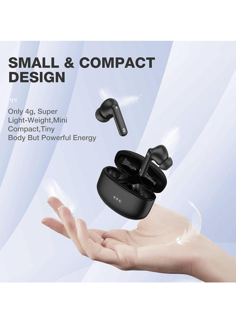 lekikpo Wireless Earbuds, 50Hrs Playtime Bluetooth Earbuds Built in Noise Cancellation Mic with Charging Case, Bluetooth Headphones with Stereo Sound, IPX7 Waterproof Ear Buds for iPhone-Black  - Image 2