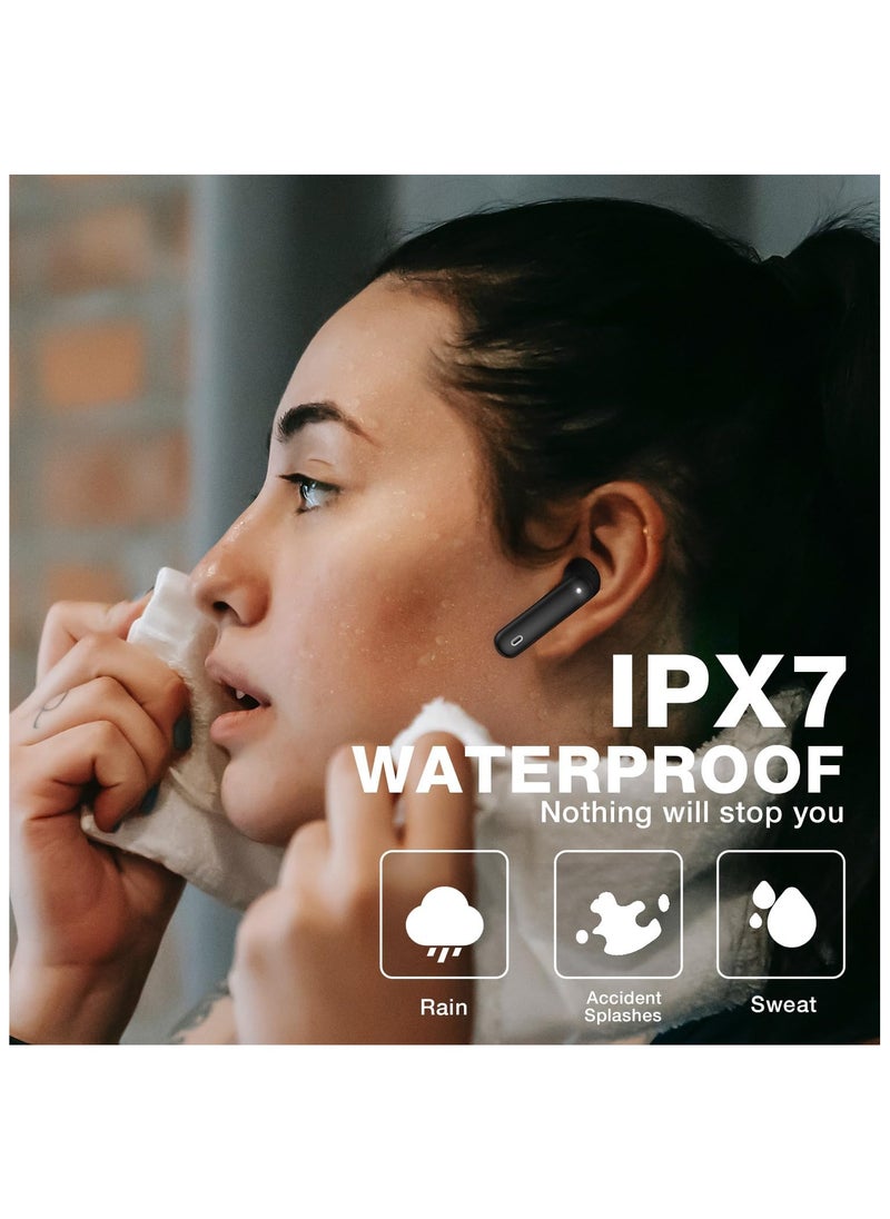 lekikpo Wireless Earbuds, 50Hrs Playtime Bluetooth Earbuds Built in Noise Cancellation Mic with Charging Case, Bluetooth Headphones with Stereo Sound, IPX7 Waterproof Ear Buds for iPhone-Black  - Image 4