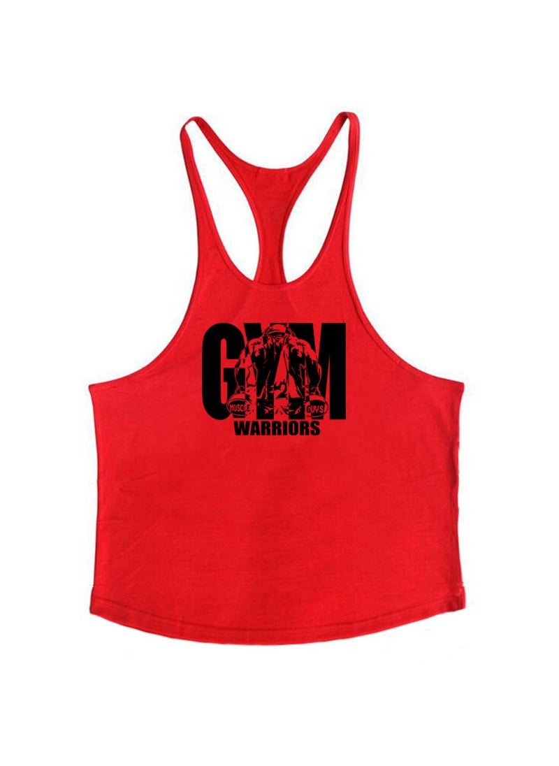 Generic - Pure Cotton Gym Tank Top Deep Scoop Neck Blue - Image 1