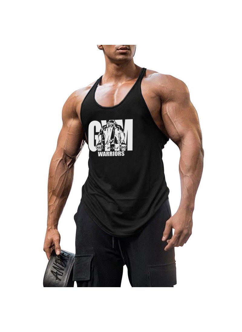 Generic - Pure Cotton Gym Tank Top Deep Scoop Neck Blue - Image 1