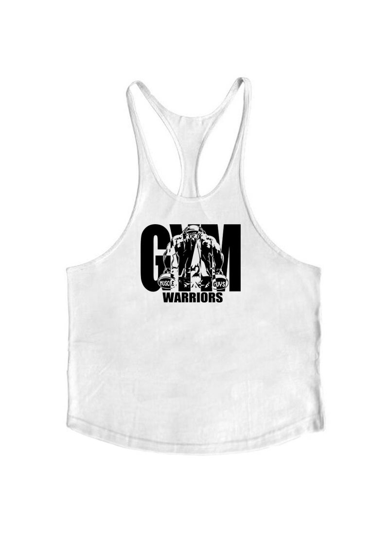 Generic - Pure Cotton Gym Tank Top Deep Scoop Neck Blue - Image 1