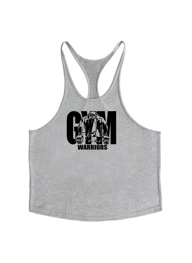 Generic - Pure Cotton Gym Tank Top Deep Scoop Neck Blue - Image 1