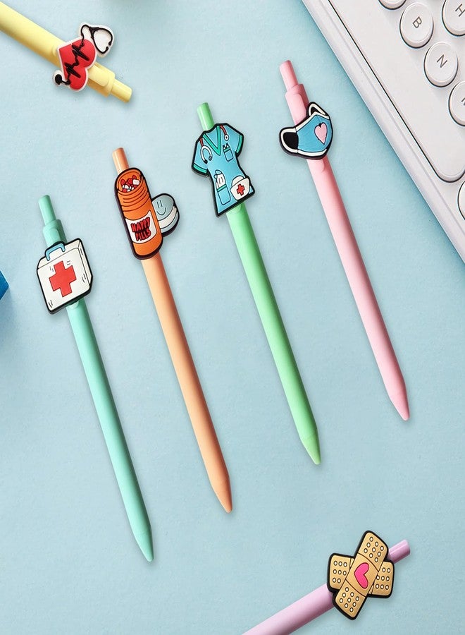 Climberty® 6Pcs Nurse Writing Pens Portable Click Pens Retractable PVC Cartoon Charm Colorful Top-Click Pens Writing Pens Office School Stationeries - Image 3