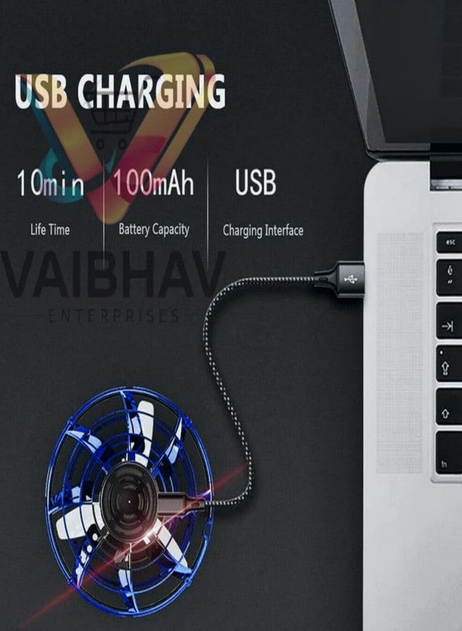 V21® - لعبة دوارة طائرة على شكل طبق طائر يتم التحكم بها يدويًا بسرعة - دوارة LED قابلة لإعادة الشحن للأطفال والكبار، حركات رائعة ومتعة خارجية للأعمار من 6 سنوات فما فوق (الطراز العلوي أسود) - Image 5