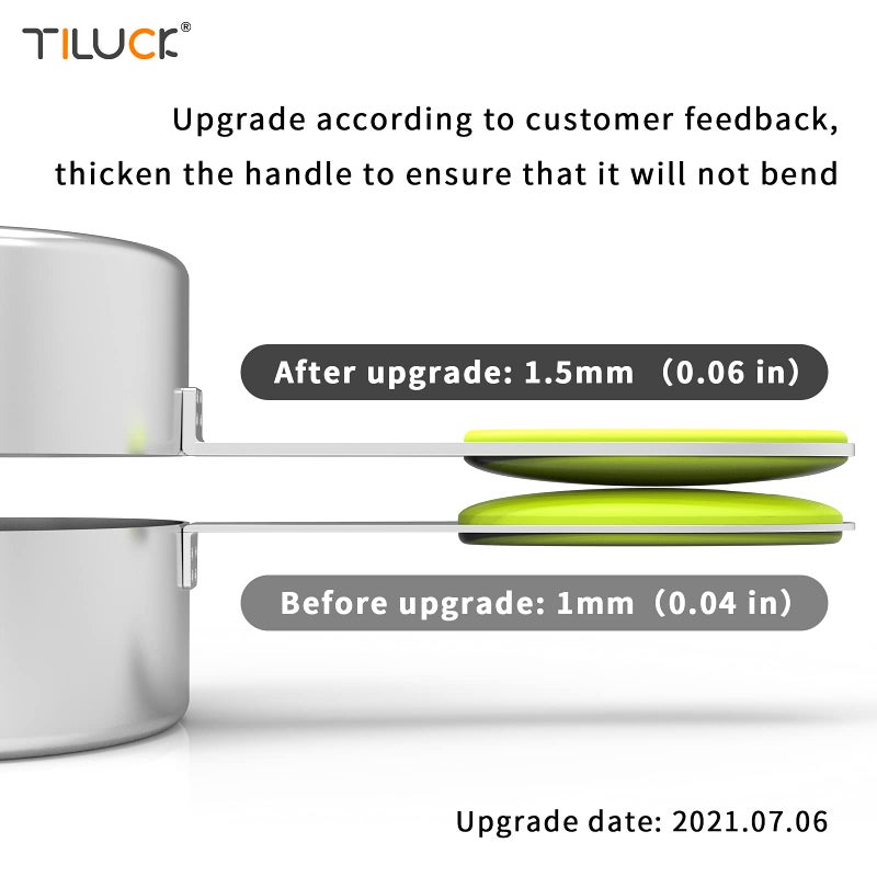 TILUCK طقم أكواب قياس وملعقات قياس مغناطيسية TILUCK، أكواب قياس من الفولاذ المقاوم للصدأ، 6 ملاعق قياس مزدوجة من الفولاذ المقاوم للصدأ و1 مستوى (7+7) - Image 5