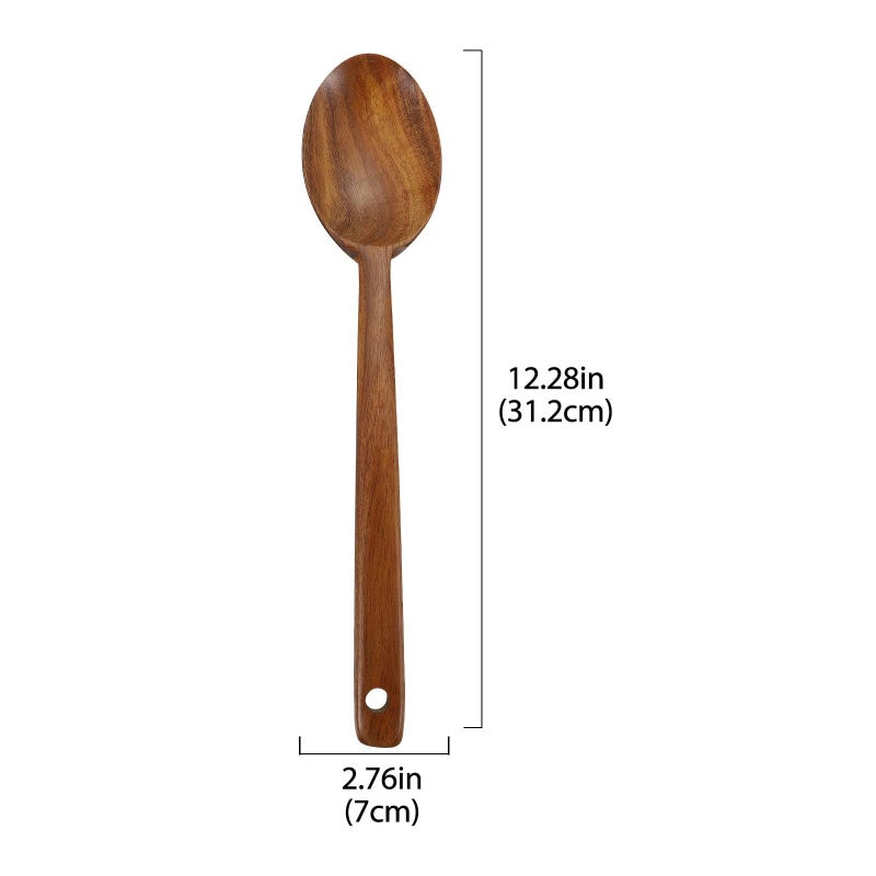 Luxshiny 2 Piece Teak Wood Cooking Spoon And Soup Ladle Natural Untreated Wood Kitchen Utensil For Cooking And Serving Sturdy Flatware For Home And Professional Use - Image 3