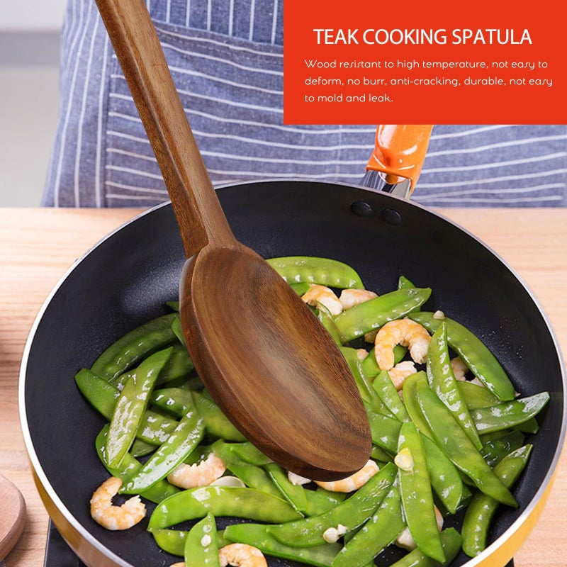 Luxshiny 2 Piece Teak Wood Cooking Spoon And Soup Ladle Natural Untreated Wood Kitchen Utensil For Cooking And Serving Sturdy Flatware For Home And Professional Use - Image 5