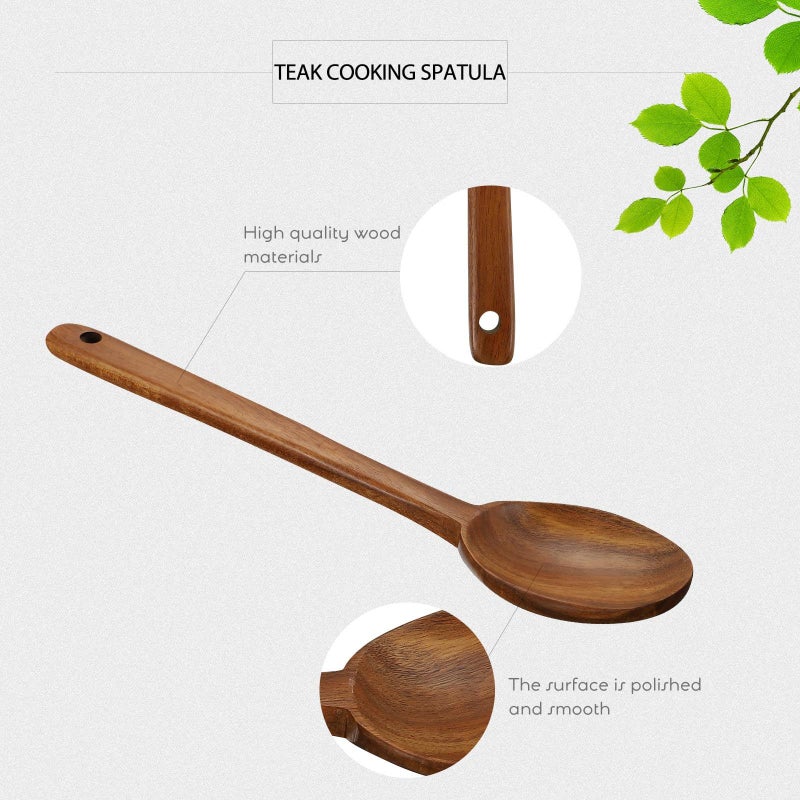 Luxshiny 2 Piece Teak Wood Cooking Spoon And Soup Ladle Natural Untreated Wood Kitchen Utensil For Cooking And Serving Sturdy Flatware For Home And Professional Use - Image 4