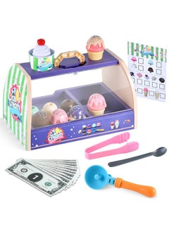 FRIEET Ice Cream Toys For Kids Toddler Pretend Play Kitchen Food Accessories Ice Cream Counter Playset Pretend Food Toys For 3 4 5 6 Year Old Girls & Boys Christmas Birthday Toys Gift For Kids  - Image 1