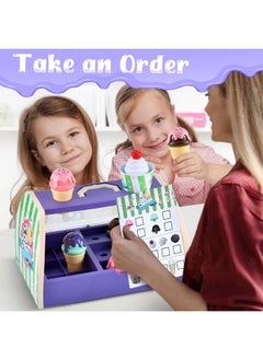 FRIEET Ice Cream Toys For Kids Toddler Pretend Play Kitchen Food Accessories Ice Cream Counter Playset Pretend Food Toys For 3 4 5 6 Year Old Girls & Boys Christmas Birthday Toys Gift For Kids  - Image 3