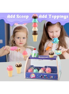 FRIEET Ice Cream Toys For Kids Toddler Pretend Play Kitchen Food Accessories Ice Cream Counter Playset Pretend Food Toys For 3 4 5 6 Year Old Girls & Boys Christmas Birthday Toys Gift For Kids  - Image 4