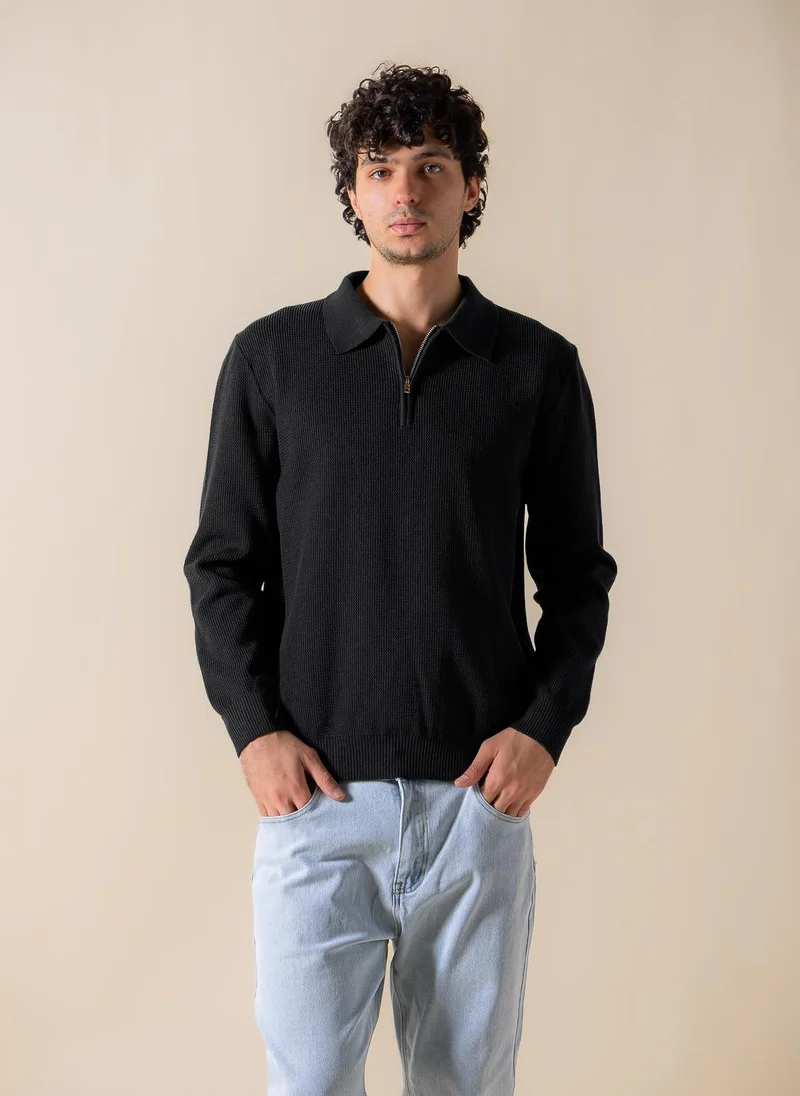 SHAPES KNITTED POLO SHIRT WITH ZIP