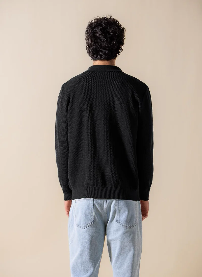 SHAPES KNITTED POLO SHIRT WITH ZIP