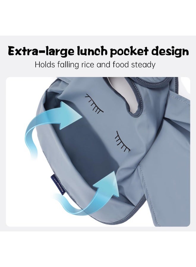 ECVV Mess Proof Infant Feeding Waterproof Cute Wings Baby Eating Bib With Food Catcher For Toddlers Grey, One Size - Image 3