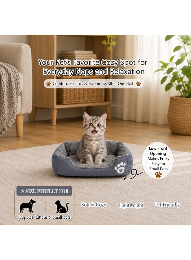 NNC PETS Pet cushion for Puppies and kittens, Soft Plush pet bed with Raised sides and Warm, 53 cm sleeping mat with Non-slip, Comfortable, Head & Neck Support, and Breathable & Lightweight (Grey) - Image 3
