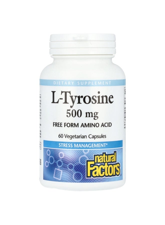natural Factors Natural Factors, L-Tyrosine, 1,000 mg, 60 Vegetarian Capsules (500 mg per Capsule)  - Image 1