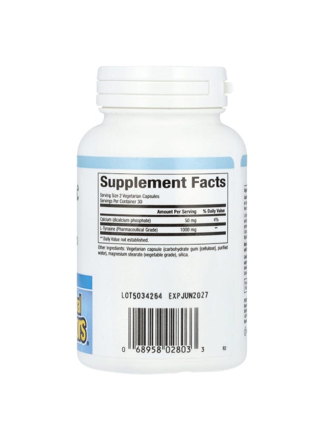 natural Factors Natural Factors, L-Tyrosine, 1,000 mg, 60 Vegetarian Capsules (500 mg per Capsule)  - Image 2