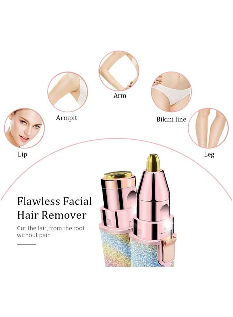 جهاز إزالة الشعر المحمول بدون ألم – جهاز كهربائي 2 في 1 لإزالة شعر الوجه والحواجب للنساء – قابل لإعادة الشحن-004 - Image 3