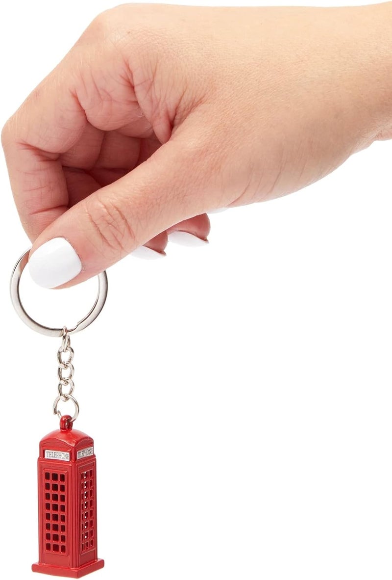 Juvale مجموعة جيوفالي من 6 حوامل مفاتيح تذكارية من لندن مع علم المملكة المتحدة وكشك الهاتف وبيغ بن وحافلة ذات طابقين إنجلترا - Image 5