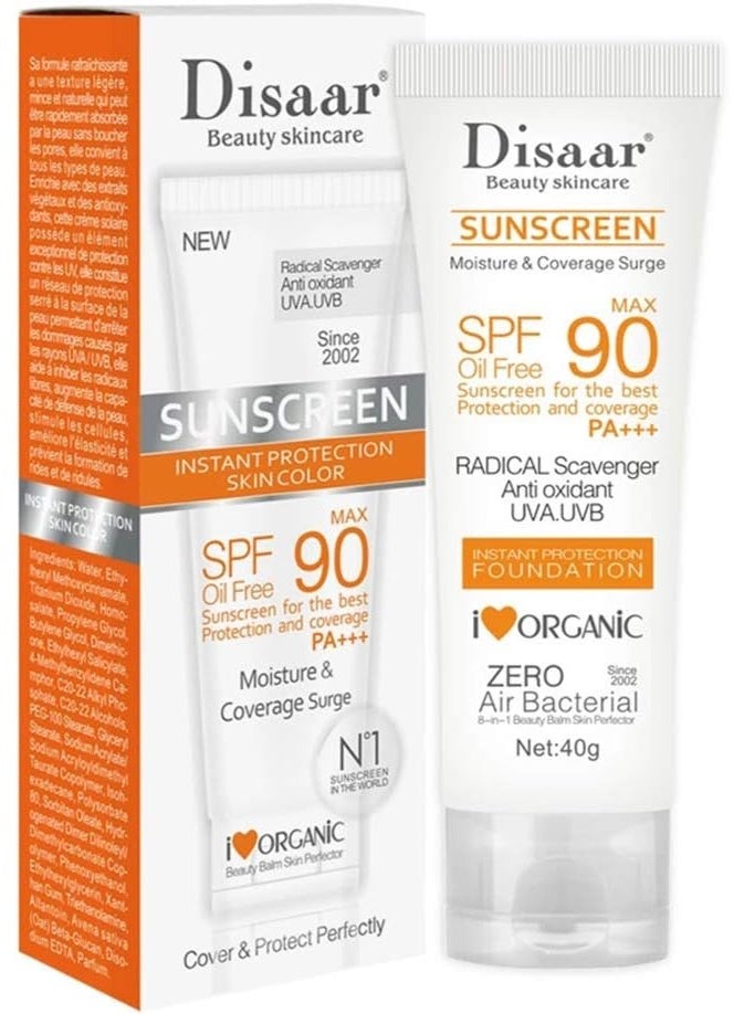 Disaar Beauty Skincare Sunscreen Cream SPF Oil-free Max 90 SPF90+ 40g - Image 1