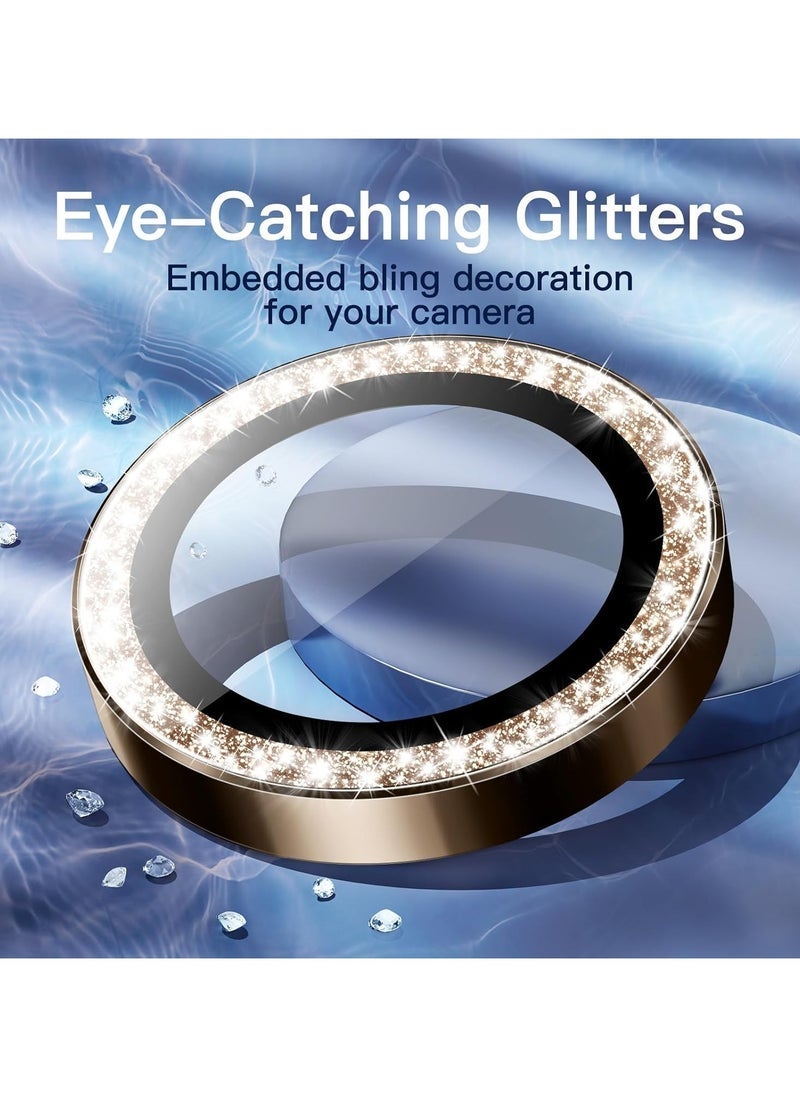 Raxoom Camera Lens Protector for iPhone 16 Pro 6.3-Inch and iPhone 16 Pro Max 6.9-Inch, Bling Glitter Individual 9H Tempered Glass Metal Ring Cover, HD Clear, 1 Set (Desert Titanium) - Image 3
