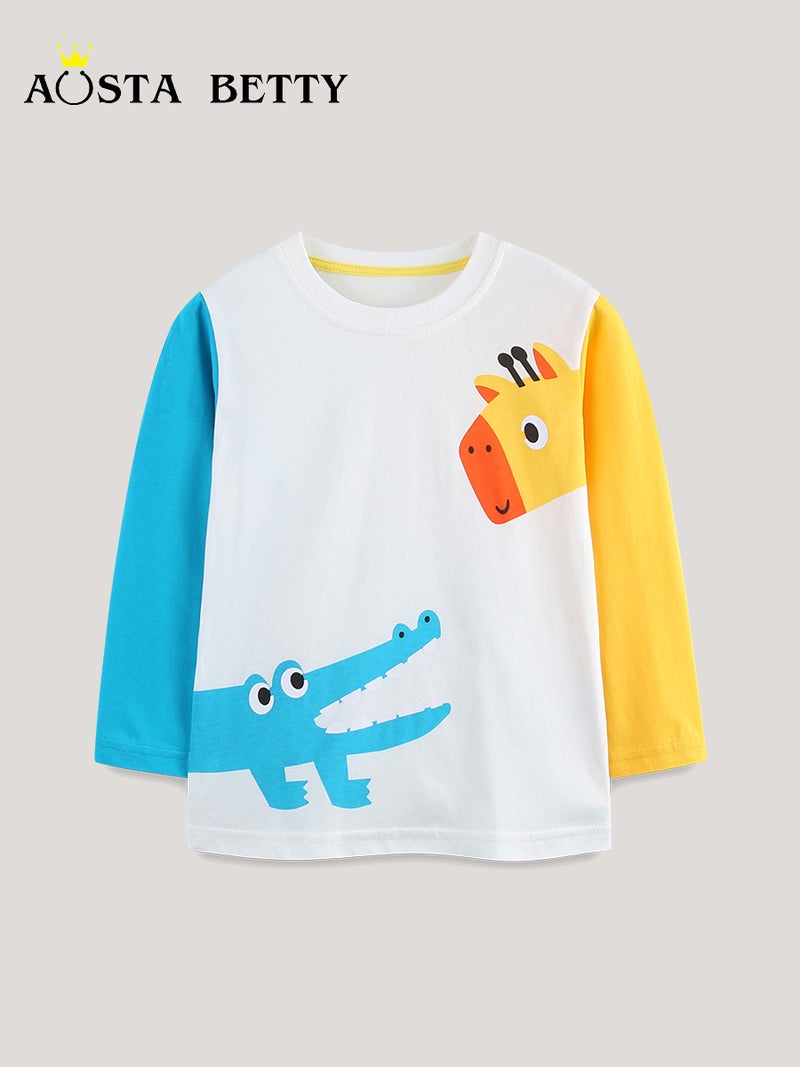 Style Children'S T-Shirt Autumn New Cotton Boys T-Shirt Fashion Color Matching Long Sleeve Children'S Base Shirt Mixed Batch - Image 2