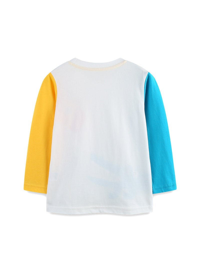 Style Children'S T-Shirt Autumn New Cotton Boys T-Shirt Fashion Color Matching Long Sleeve Children'S Base Shirt Mixed Batch - Image 3