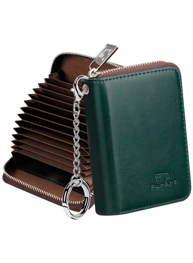 FurArt Credit Card Wallet, Zipper Card Cases Holder for Men Women, RFID Blocking, KeyChain Wallet, Compact Size - Image 1