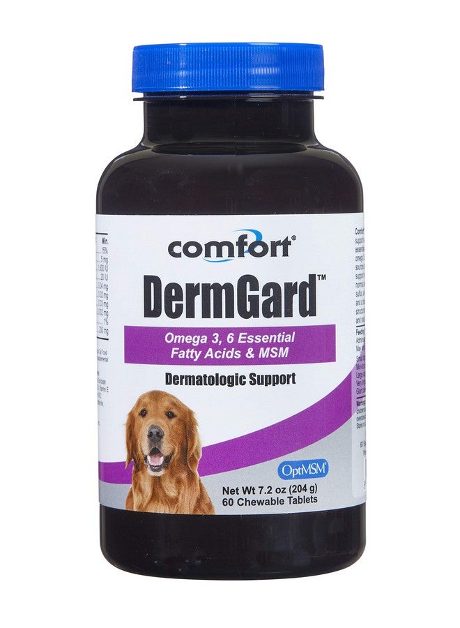 Comfort Kala Health DermGard Skin and Coat Supplement for Dogs, 60 Count, Supports Healthy Skin, Shiny & Reduce Excessive Shedding, Contains MSM, Fish Oil & Omega 3, 6, and 9 Essential Fatty acids - Image 1
